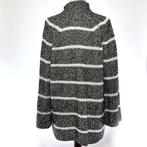 Chaps XL Chunky Knit Mock Neck Sweater Black White - Picture 3 of 8